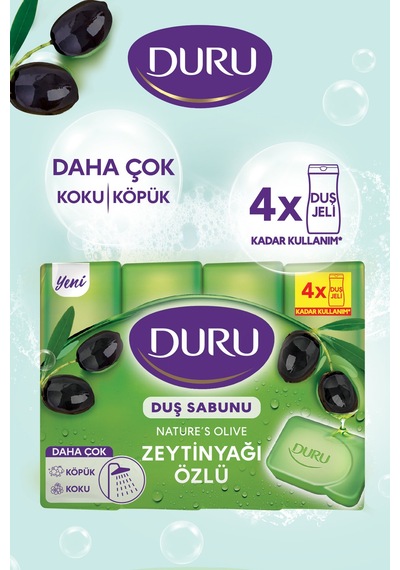 3 Adet Duru Natural Duş Sabunu Zeytinyağı Özlü 4x150 G Diğer
