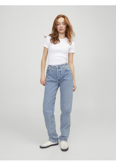 Jack & Jones Jjxx Yüksek Bel Bol Paça Straight Kadın Denim Pantolon 12229033 Mavi