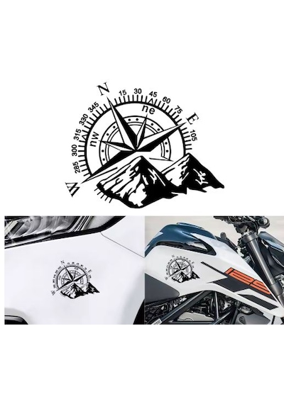 Pusula Ve Dağ Sticker - 4x4 Off Road Adventure Sticker - Araba Oto Motosiklet Karavan Sticker - 02112 60x47 Cm