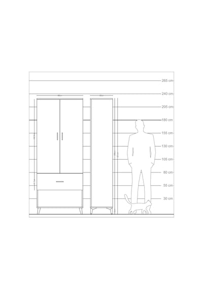 Arges Dolap 2 Raflı Tek Çekmeceli Tek Askılı 88x30x221 Antrasit-aytaşı Antrasit