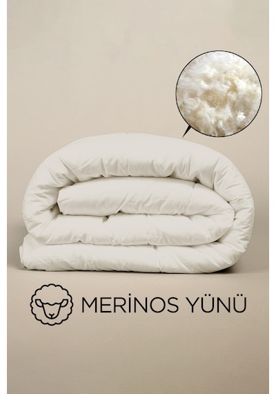 Çift Kişilik Kuzu Yünü %100 Doğal Yorgan Özel Çantalı Organik Merinos Yün Yorgan Beyaz