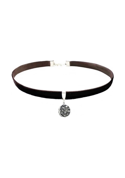 Kahverengi Kadife Galaksi Choker Mavi
