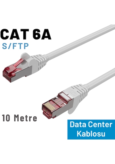 Irenıs 10 Mt Beyaz Cat 6a S/ftp Ethernet Data Center Patch Kablo