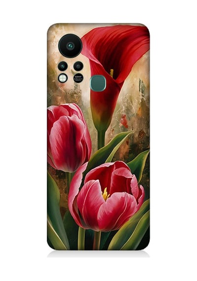 İnfinix Hot 11s Uyumlu Canlı Renkli Laleler Desenli Silikon Kılıf Çok Renkli
