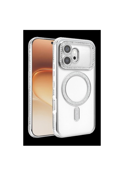 Huawei Honor 600 Joke Simli Magneticsafe Kılıf - Gümüş