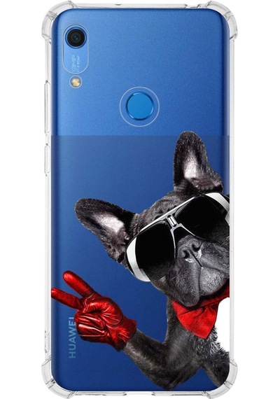 Huawei Y6s Uyumlu Köpek 2 Baskılı Şeffaf Köşe Korumalı Antişok Kılıf