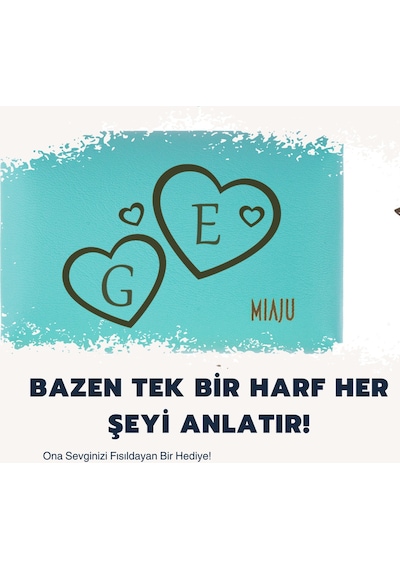 Miaju Beyaz, İki Harf, Tek Kalp, Sonsuz Aşk İsme Özel Kalpli Cüzdan & Anahtarlık Set, Sevgilinize Armağan Beyaz