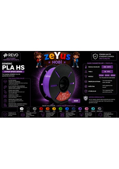 Generic Pla Hs Hyper Speed Filament Mor 1.75 Mm 1000 Gr Mor Filament