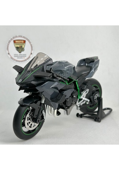 Kawasaki Ninja H2r 1:12 Diecast Motosiklet Modeli - Sesli Işıklı - Siyah Yeşil