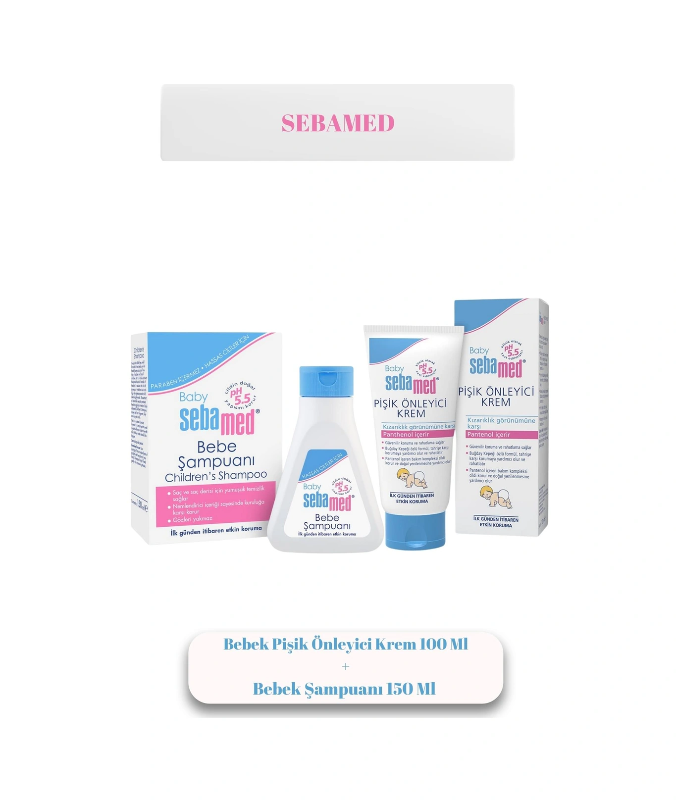 Sebamed Baby Ph 5.5 Avantaj Paketi - Bebek Şampuanı 150 Ml & Pişik Önleyici Krem 100 Ml