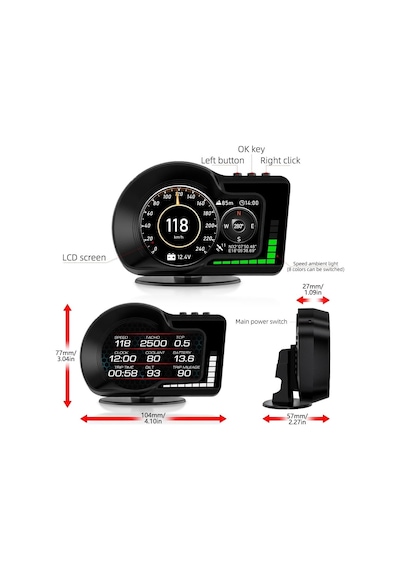 F15 Hud Obd Obd2 Dijital Kilometre Rpm Su Sıcaklığı Basınç Hararet Araç Veri Ekranı Head Up Dis