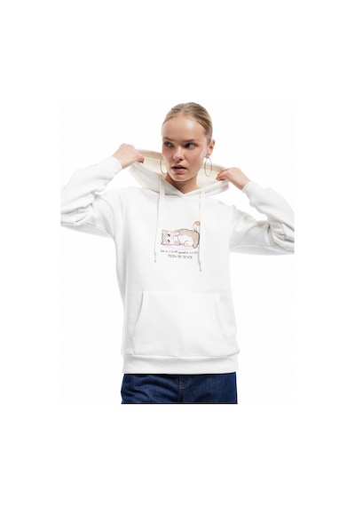 Koton Üç İplik Şardonlu Kanguru Cep Detaylı Kedi Baskılı Kapüşonlu Sweatshirt Ekru 6wal10147ık Ekru Koton Üç İplik Şardonlu Kanguru Cep Detaylı Kedi Baskılı Kapüşonlu Sweatshirt Ekru 6wal10147ık Ekru