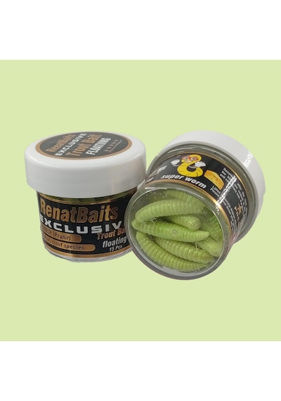 Renat Trout Bait Peynir Kokulu Silikon Kurtçuk Alabalık Yemi 15 Pcs - Küf Yeşili-9562