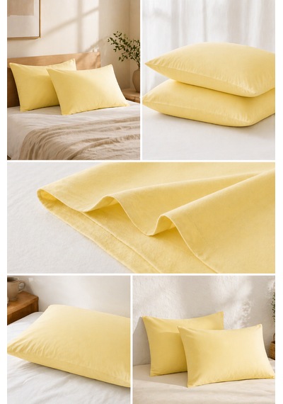 50x70 Cm Renkli Yastık Kılıfı 2 Li Set Yumuşak Dokulu Pamuklu Kumaş, Solmaz Canlı Renkler, Standart Ölçü Yastık Kılıfı Sarı