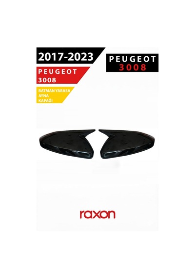 Peugeot 3008 2017 2023 Batman & Yarasa Ayna Kapağı Parlak Piano Black Sport