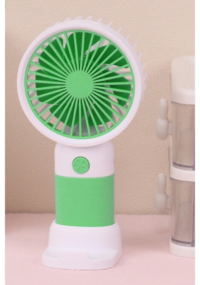 Standlı 3 Mod Şarjlı El Fanı 5 Kademe Seyahat Masaüstü Vantilatör Taşınabilir Mini Fan Yeşil F139