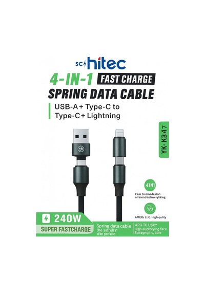 Schitec 4in1 240w Süper Fast Usba Type-c Lightning Hızlı Şarj Ve Data Kablosu Yk347