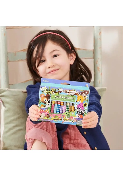 Eeboo Çift Uçlu 24 Renk Chunky Kuru Boya Kalemi - Woodland Friends Çok Renkli