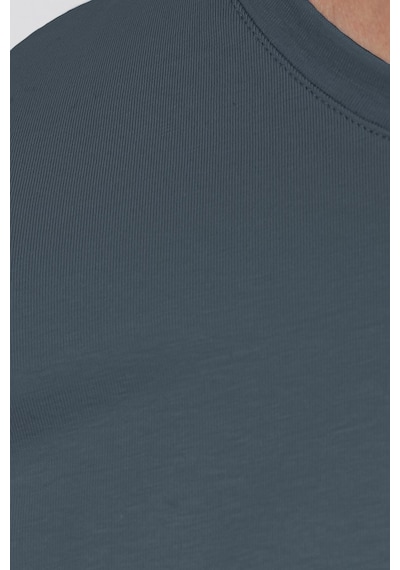 Tudors Erkek Slim Fit Dar Kesim Pamuklu Yumuşak Doku Esnek Kumaş Basic Gri Bisiklet Yaka Tişört-52097