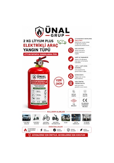 2 Kg Elektrikli Araç Lityum Yangın Söndürücü Kkt Yangın Tüpü Ev Ofis