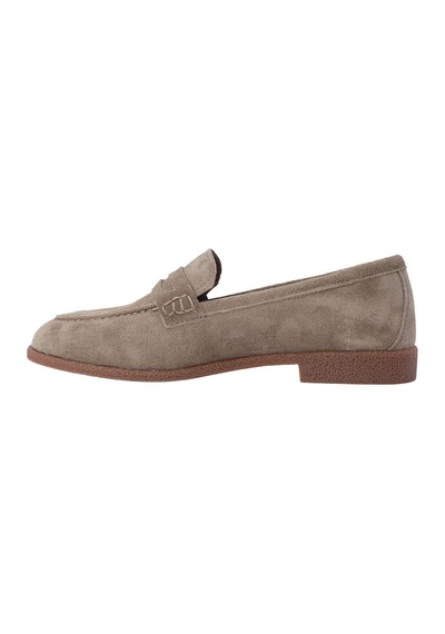 Hobby Süet Hakiki Deri Penny Loafer Kadın Babet Mb262150s Vizon