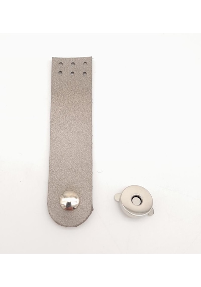 Angel Çanta Aksesuar Parlak Gri Renk Tek Kat Suni Deri Kapak 10.5x2.5 cm Gümüş Metal