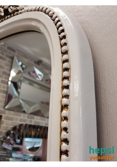 Matmazel Model Eskitme Beyaz Renk Varaklı Boy Aynası Beyaz