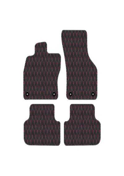 Seat Alhambra 1995-2010 Uyumlu Kırmızı Dikişli Siyah Deri Paspas