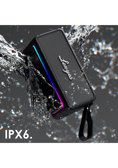 Lenyes S876 Supreme Serisi Rgb Işıklı Taşınabilir Su Geçirmez Tws Bluetooth Hoparlör V5.3 45w Siyah