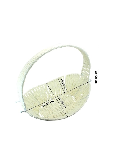 Saplı Oval Kumaş Sepet, 36 Cm, Orta Boy, Pembe Diğer
