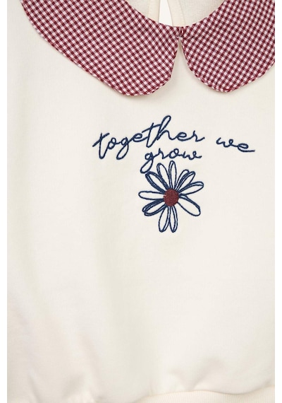 Defacto Regular Fıt Büyük Yaka Floral Kalın Sweatshirt Kumaşı Sweatshirt Kız Bebek G8154a526sper99 Ekru-er99