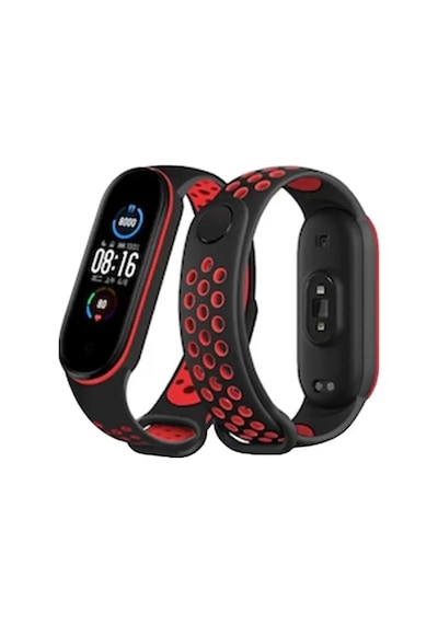 Newface Xiaomi Mi Band 7 Spor Delikli Kordon - Siyah-kırmızı