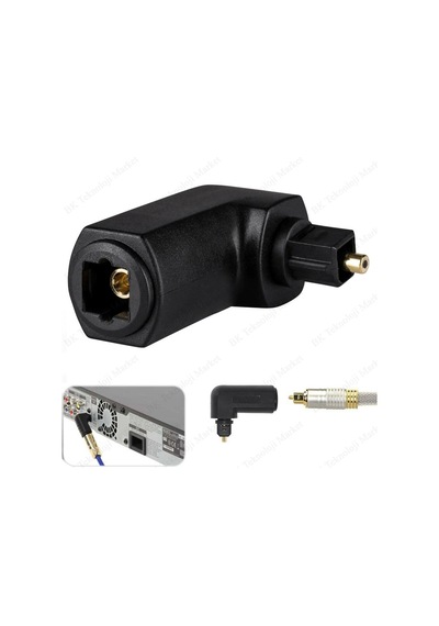 BK Teknoloji 90 Derece Dik Açı L Tipi Dirsek Toslink Fiber Optik Ses Adaptörü
