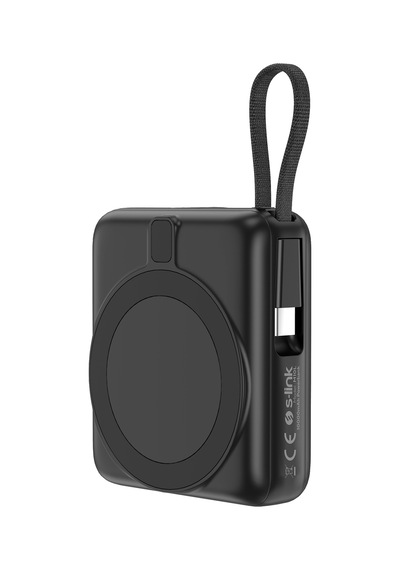 S-link M10l 10000 Mah Magsafe Uyumlu 15w Kablosuz Ve 22.5w Pd Hızlı Şarj Powerbank Siyah Siyah