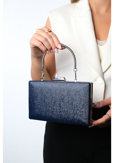Luvishoes Luvi Shoes Dezy Lacivert Dokulu Kadın Abiye Çanta Lacivert