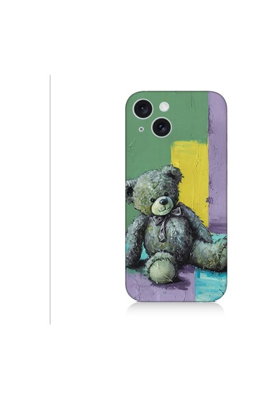Apple Uyumlu iPhone 15 Plus Terkedilmiş Ayıcık Desenli Silikon Kılıf Silikon