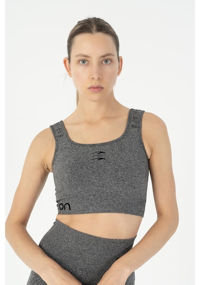 Maraton Slimfit Kadın Düz Yaka Siyah Melanj Bra Siyah - Melanj
