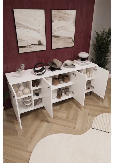 Asra Trend Lüks Konsol Tv Ünitesi %100 Mdf Salon Ve Yemek Odası Ünitesi Knsl05 Beyaz