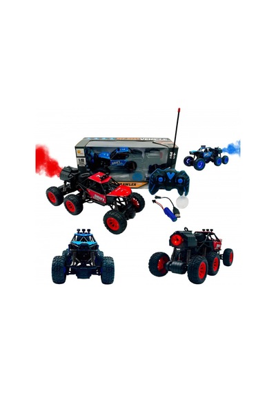 Uzaktan Kumandalı Şarjlı 6 Tekerlekli Off-road Arazi Aracı Duman Atan Drift Arabası 1:18 Ölçek Mavi