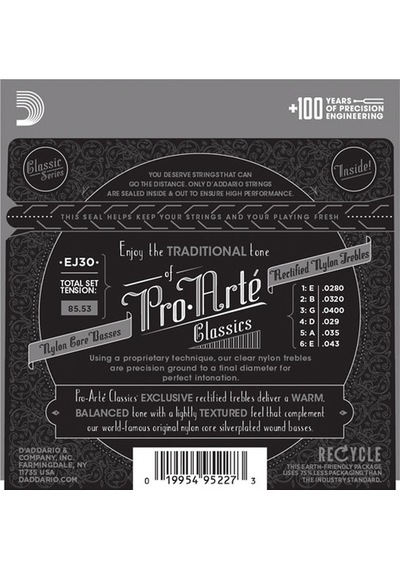 D'addario Ej30 Pro-Arté Rectified Trebles. Normal Tension Takım T