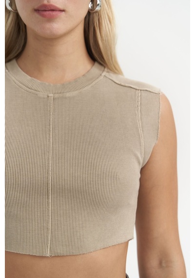 Mai Collection Mai Studios Co. Swipe Haki Yıkamalı Crop Haki