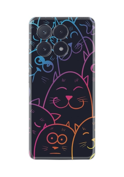 Poco X6 5g Kılıf Silikon Desen Özel Seri Neon Cats 1790