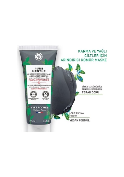Yves Rocher Siyah Nokta Karşıtı Kömür Maske 75 Ml