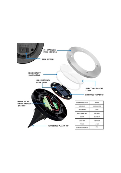 Solar Lights Dış Mekan Bahçe Tavan Lambası, Güneş Enerjisiyle Çalışan 8 Led, Peyzaj, Yürüme Yolu, Çim, Merdiven Güvertesi, Bahçe Dekorasyonu İçin, Sıcak 4'lü Paket Enerji Sınıfı A+++ Enerji