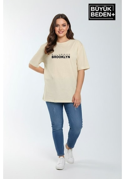 Superlife Kadın Büyük Beden Willamsburg Brooklyn Baskılı 3xl-6xl Bisiklet Yaka Tshırt Spr26btsk510-16 Bej Superlife Kadın Büyük Beden Willamsburg Brooklyn Baskılı 3xl-6xl Bisiklet Yaka Tshırt Spr26btsk510-16 Bej
