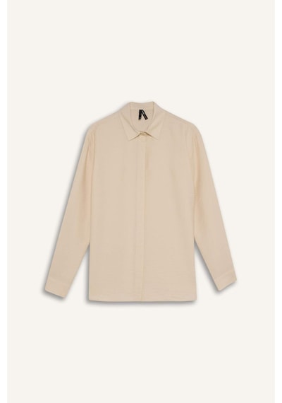 DeFacto Regular Fit Basic Düz Uzun Kollu Gömlek Tunik E0785AX25SPER98