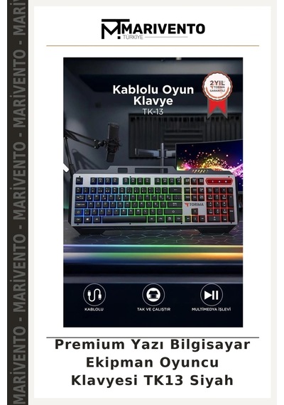 Premium Yazı Bilgisayar Ekipman Oyuncu Klavyesi Tk13 Siyah