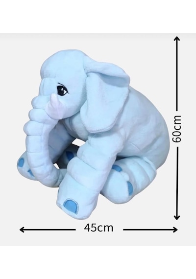 Peluş Fil 60 Cm Sevimli Konforlu: Peluş Uyku Yastığı Ve Sarılma Arkadaşı Dekoratif Oyuncak Mavi
