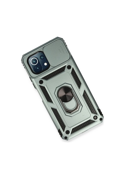Mi 11 Lite Kılıf Pars Lens Yüzüklü Silikon - Yeşil Bz8683140197896