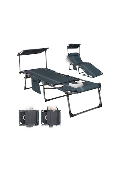 Kingcamp Magnolia B10 Plus Hands-free Premium 7 Kademeli Katlanır Şezlong Blue/grey Koyu Mavi